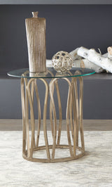 Monett Round Glass Top Coffee Table & End Table Sets - Geometric Chocolate Chrome Metal Base – view 8