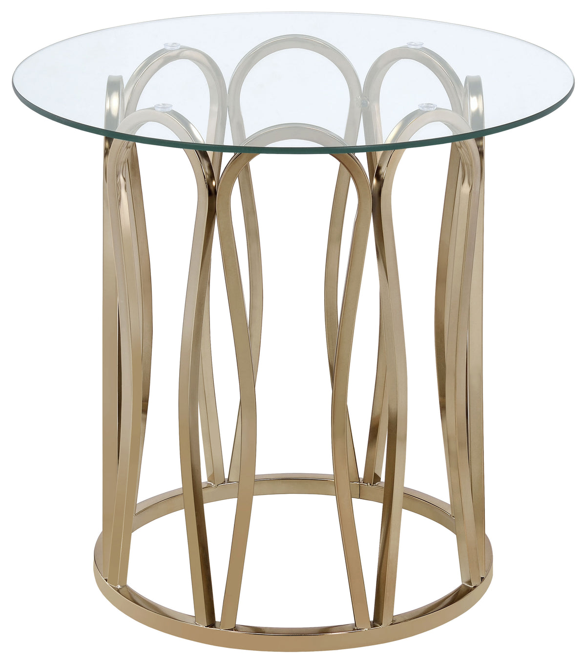 Monett Round Glass Top Coffee Table & End Table Sets - End Table Only