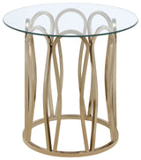 Monett Round Glass Top Coffee Table & End Table Sets - End Table Only