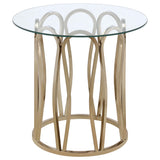 Monett Round Glass Top Coffee Table & End Table Sets - Geometric Chocolate Chrome Metal Base – view 12