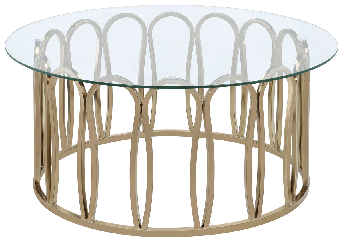 Monett Round Glass Top Coffee Table & End Table Sets - Coffee Table Only