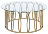 Monett Round Glass Top Coffee Table & End Table Sets - Coffee Table Only