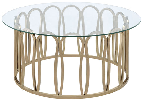 Monett Round Glass Top Coffee Table & End Table Sets - Coffee Table Only