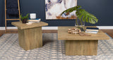 Devar Square Block-Base Coffee Table & End Table Sets - Rustic Natural Mango Wood Grain – view 16