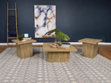 Devar Square Block-Base Coffee Table & End Table Sets - 3pcs- Coffee Table + 2 End Tables