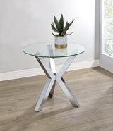 Kenzie Round Glass Top Coffee & End Tables - Contemporary Chrome Steel Frame – view 2
