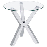 Kenzie Round Glass Top Coffee & End Tables - End Table