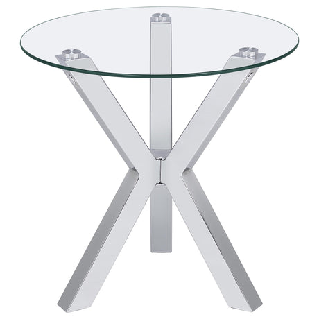 Kenzie Round Glass Top Coffee & End Tables - Contemporary Chrome Steel Frame – view 12