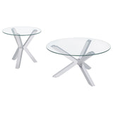 Kenzie Round Glass Top Coffee & End Tables - Contemporary Chrome Steel Frame – view 17