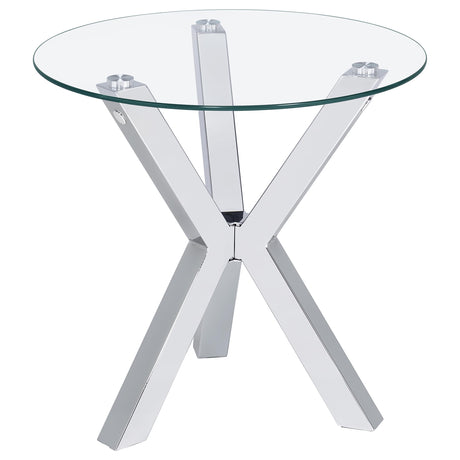 Kenzie Round Glass Top Coffee & End Tables - Contemporary Chrome Steel Frame – view 18
