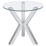 Kenzie Round Glass Top Coffee & End Tables - Contemporary Chrome Steel Frame – view 19