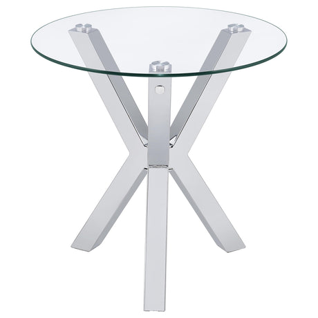 Kenzie Round Glass Top Coffee & End Tables - Contemporary Chrome Steel Frame – view 20