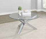 Kenzie Round Glass Top Coffee & End Tables - Contemporary Chrome Steel Frame – view 1