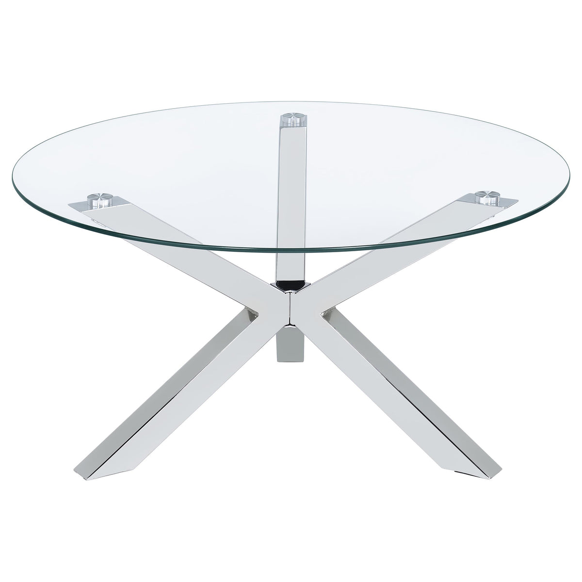 Kenzie Round Glass Top Coffee & End Tables - Contemporary Chrome Steel Frame – view 7