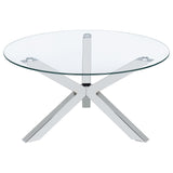 Kenzie Round Glass Top Coffee & End Tables - Contemporary Chrome Steel Frame – view 7
