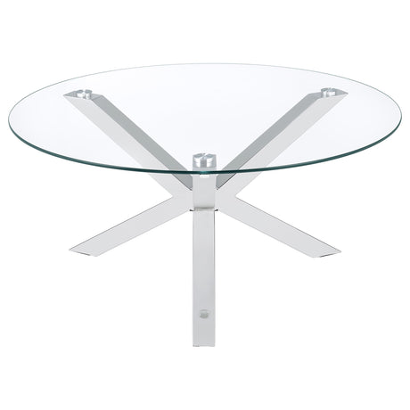 Kenzie Round Glass Top Coffee & End Tables - Contemporary Chrome Steel Frame – view 8