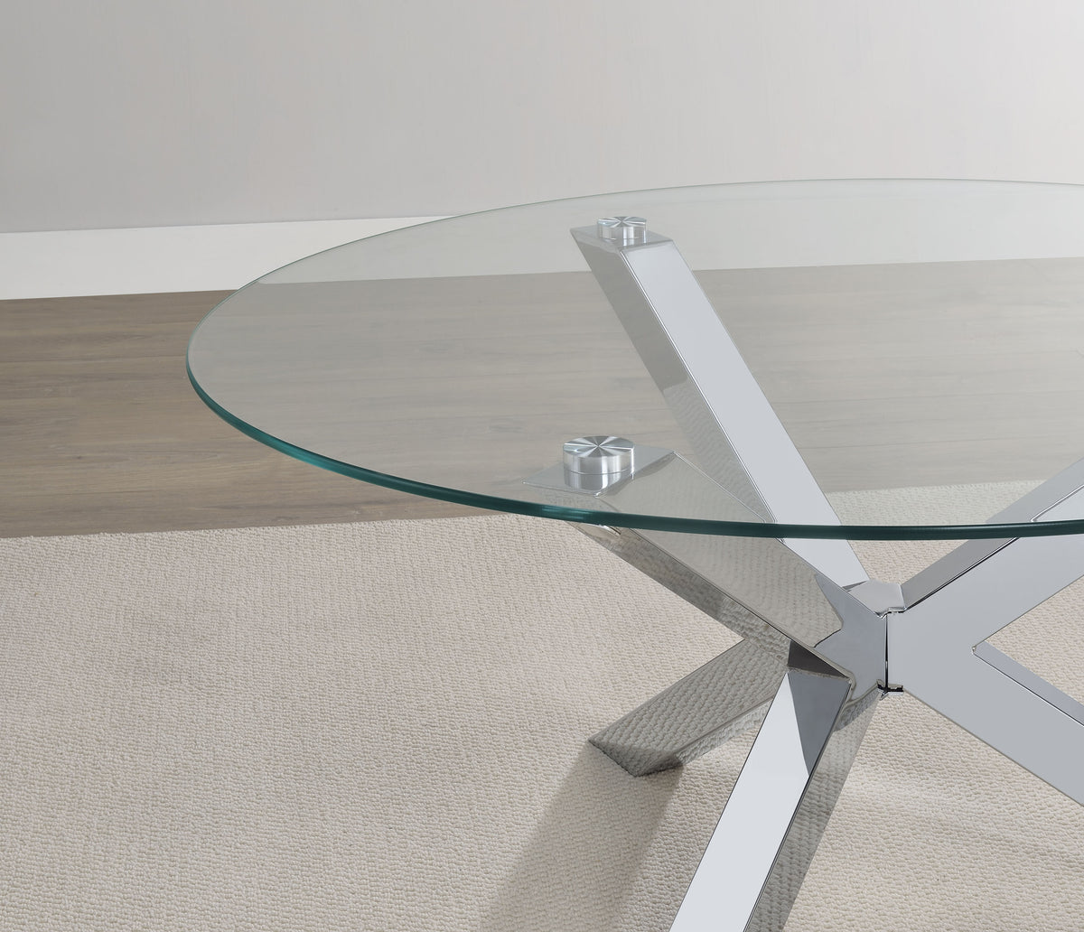 Kenzie Round Glass Top Coffee & End Tables - Contemporary Chrome Steel Frame – view 9