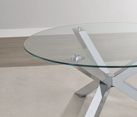 Kenzie Round Glass Top Coffee & End Tables - Contemporary Chrome Steel Frame – view 9