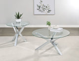 Kenzie Round Glass Top Coffee & End Tables - Contemporary Chrome Steel Frame – view 11