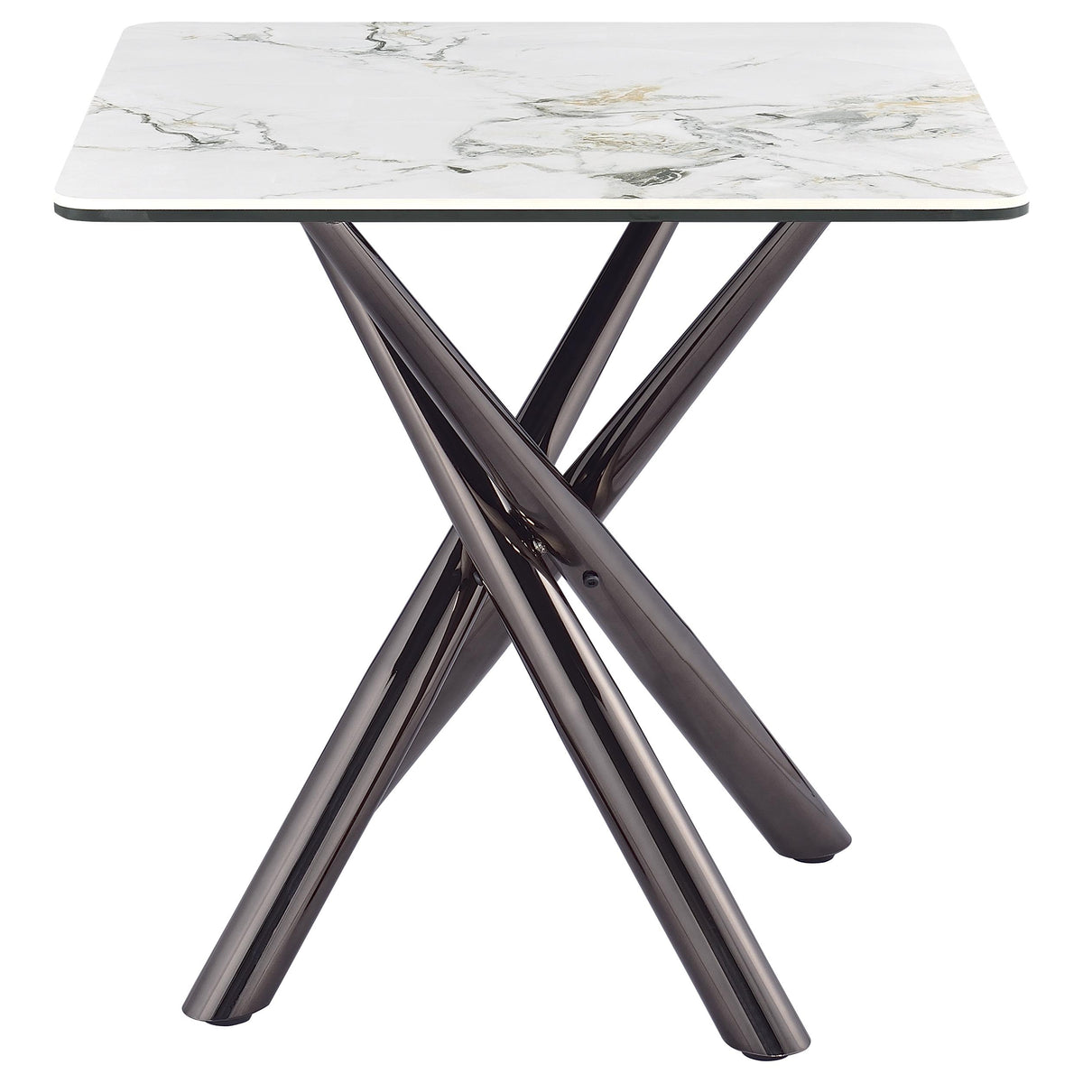 Carvell Square Sintered Stone Coffee Table & End Table Sets - Mirage White Top on Black Nickel Asterisk Base – view 16