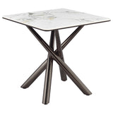 Carvell Square Sintered Stone Coffee Table & End Table Sets - Mirage White Top on Black Nickel Asterisk Base – view 18