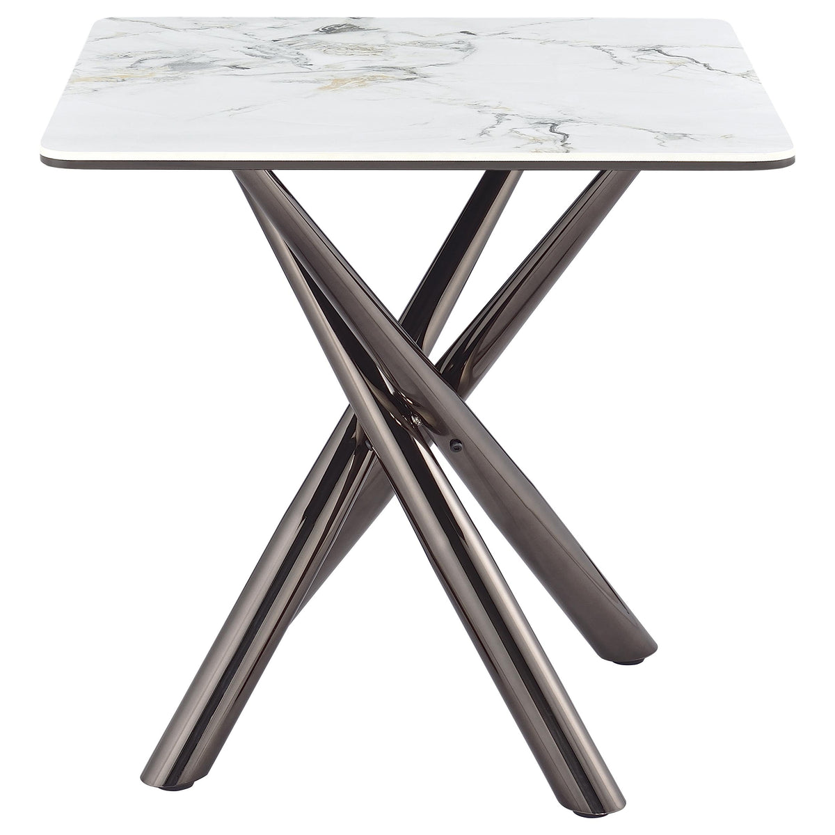 Carvell Square Sintered Stone Coffee Table & End Table Sets - Mirage White Top on Black Nickel Asterisk Base – view 19