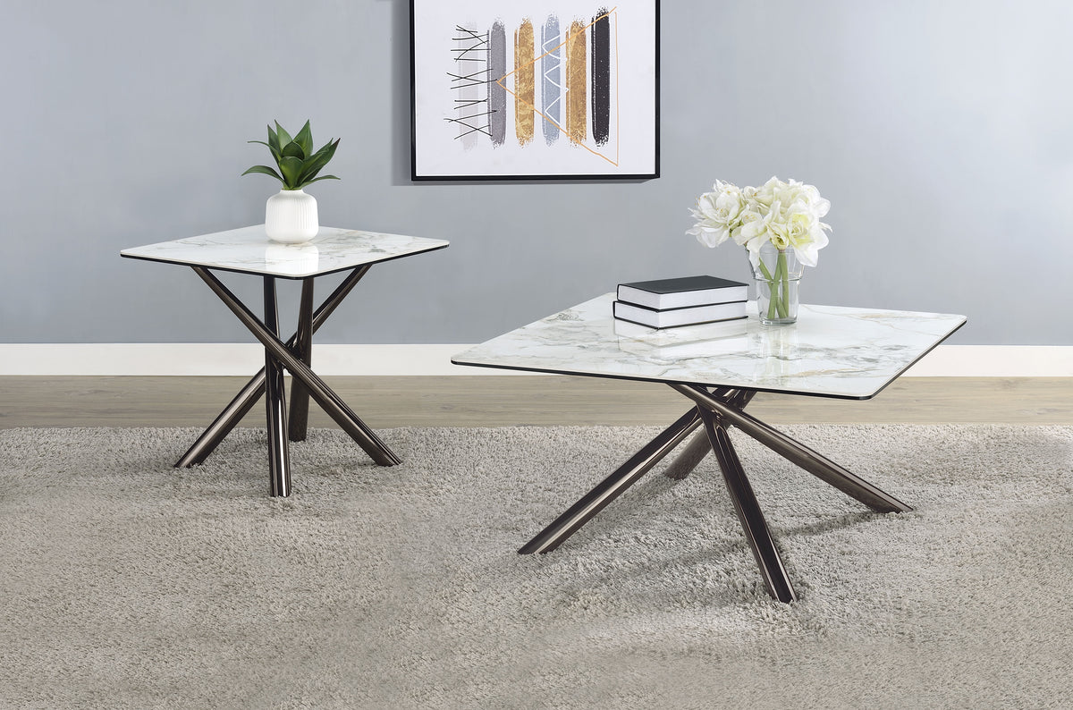 Carvell Square Sintered Stone Coffee Table & End Table Sets - 2pcs- Coffee Table + End Table