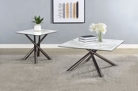 Carvell Square Sintered Stone Coffee Table & End Table Sets - 2pcs- Coffee Table + End Table