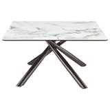 Carvell Square Sintered Stone Coffee Table & End Table Sets - Mirage White Top on Black Nickel Asterisk Base – view 6