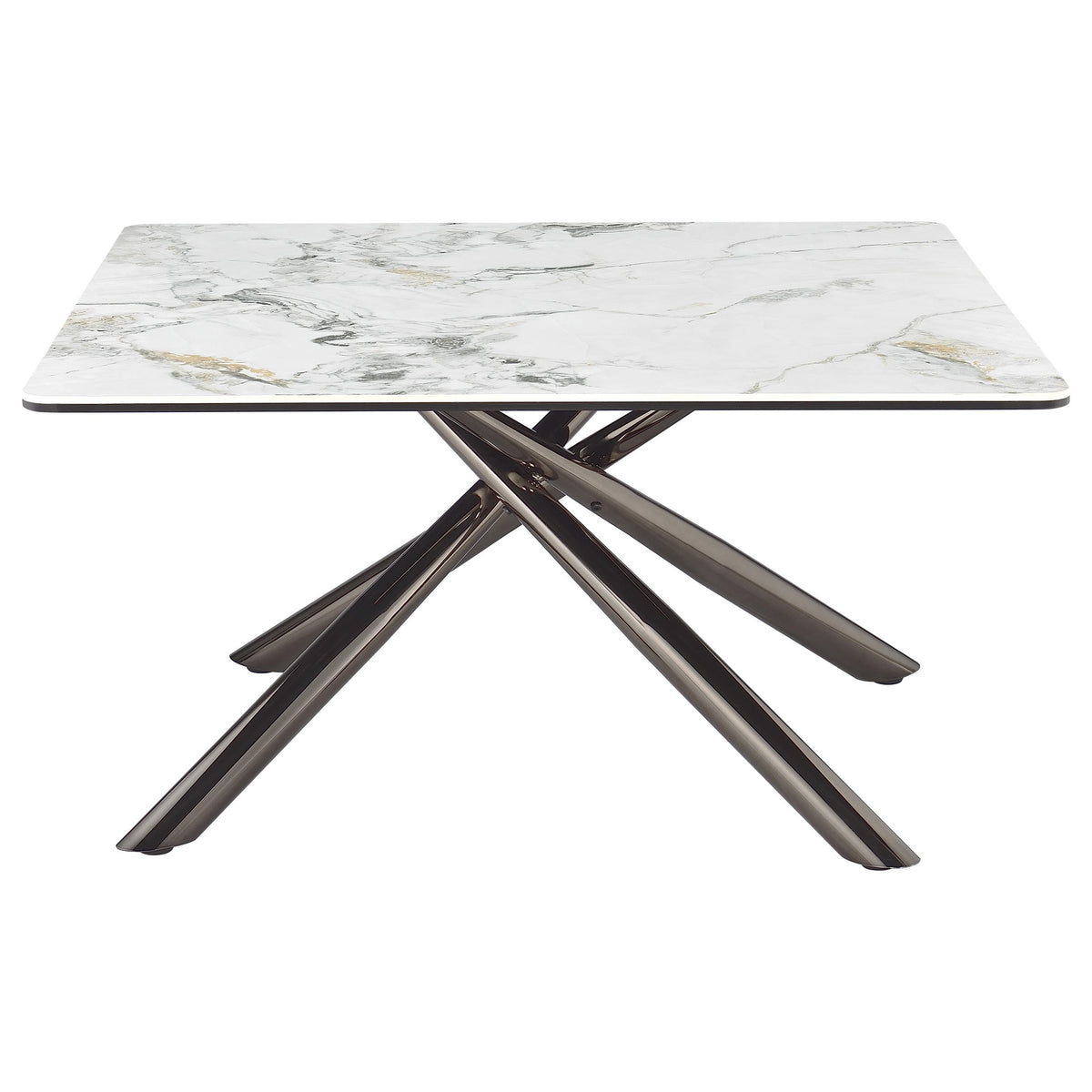 Carvell Square Sintered Stone Coffee Table & End Table Sets - Mirage White Top on Black Nickel Asterisk Base – view 7