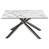 Carvell Square Sintered Stone Coffee Table & End Table Sets - Mirage White Top on Black Nickel Asterisk Base – view 7