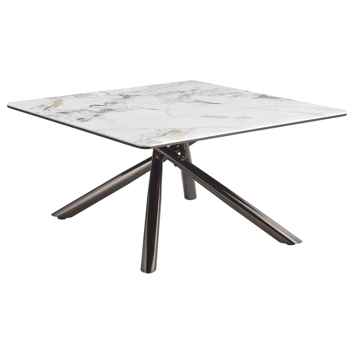 Carvell Square Sintered Stone Coffee Table & End Table Sets - Mirage White Top on Black Nickel Asterisk Base – view 8