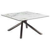 Carvell Square Sintered Stone Coffee Table & End Table Sets - Mirage White Top on Black Nickel Asterisk Base – view 8