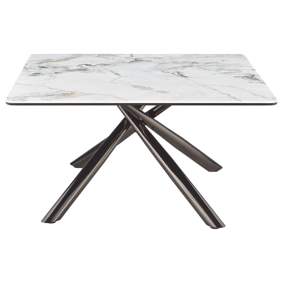 Carvell Square Sintered Stone Coffee Table & End Table Sets - Mirage White Top on Black Nickel Asterisk Base – view 9