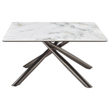 Carvell Square Sintered Stone Coffee Table & End Table Sets - Mirage White Top on Black Nickel Asterisk Base – view 10