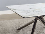 Carvell Square Sintered Stone Coffee Table & End Table Sets - Mirage White Top on Black Nickel Asterisk Base – view 12