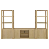 Laurelton 60" TV Stand & Entertainment Center with Media Towers - Open Shelving & Cord Access in Light Oak – view 4