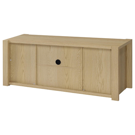Laurelton 60" TV Stand & Entertainment Center with Media Towers - Open Shelving & Cord Access in Light Oak – view 11