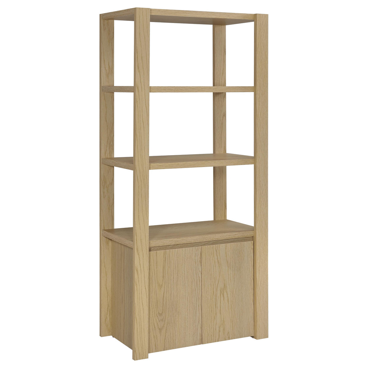 Laurelton 60" TV Stand & Entertainment Center with Media Towers - Open Shelving & Cord Access in Light Oak – view 12