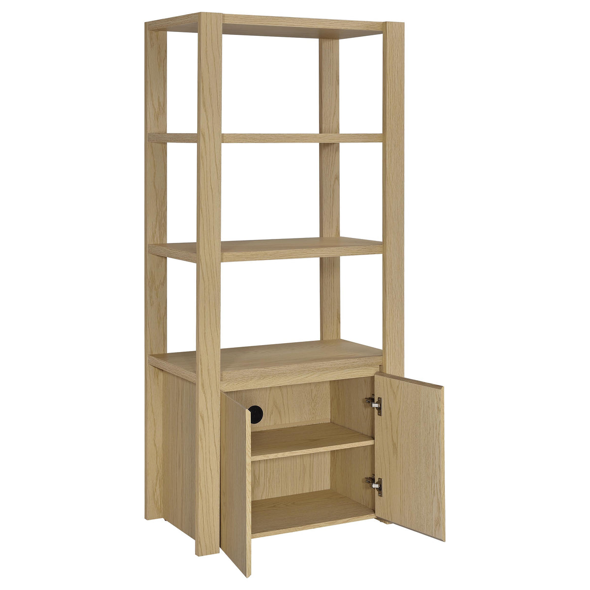 Laurelton 60" TV Stand & Entertainment Center with Media Towers - Open Shelving & Cord Access in Light Oak – view 13