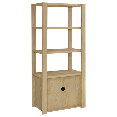 Laurelton 60" TV Stand & Entertainment Center with Media Towers - Open Shelving & Cord Access in Light Oak – view 17