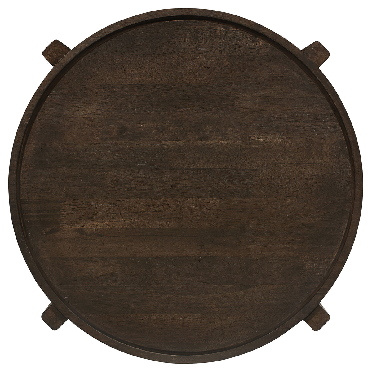 Cota Round Solid Wood Coffee & End Table Sets - Recessed Tops & Intersecting Legs in Dark Brown – view 14