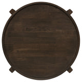 Cota Round Solid Wood Coffee & End Table Sets - Recessed Tops & Intersecting Legs in Dark Brown – view 14