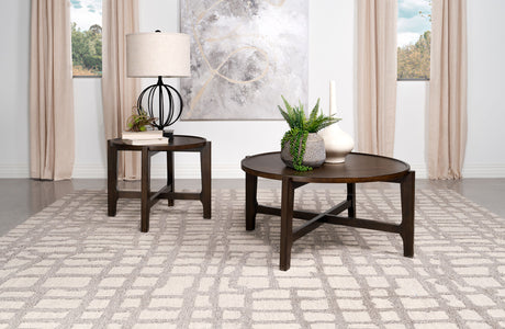 Cota Round Solid Wood Coffee & End Table Sets - 2pcs- Coffee Table + End Table
