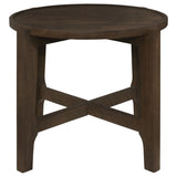 Cota Round Solid Wood Coffee & End Table Sets - Recessed Tops & Intersecting Legs in Dark Brown – view 19
