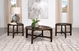 Cota Round Solid Wood Coffee & End Table Sets - 3pcs- Coffee Table + 2 End Tables