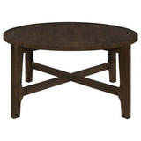 Cota Round Solid Wood Coffee & End Table Sets - Recessed Tops & Intersecting Legs in Dark Brown – view 8