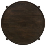 Cota Round Solid Wood Coffee & End Table Sets - Recessed Tops & Intersecting Legs in Dark Brown – view 9