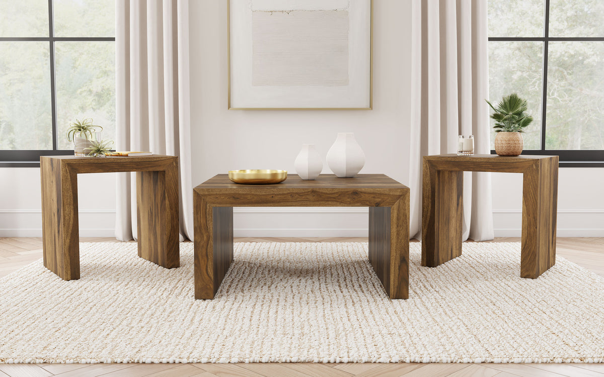 Odilia Solid Sheesham Coffee Table, End Table & Console - 3pcs- Coffee Table + 2 End Tables