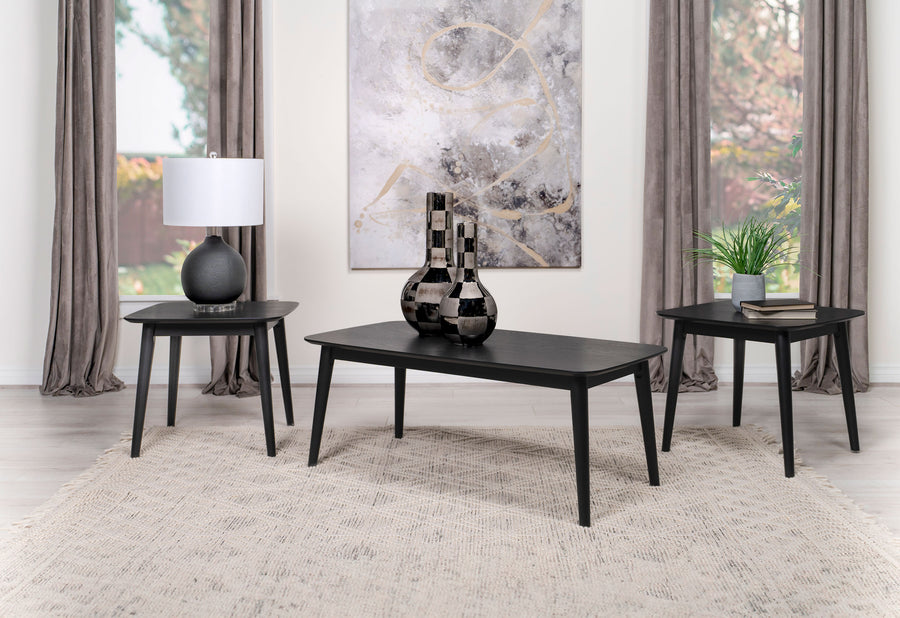 Radley 3-Piece Coffee Table Set - Mid-Century Black Ash with Angled Legs